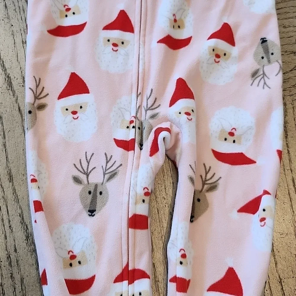 3T girls  Santa footed zip up onsie Carters